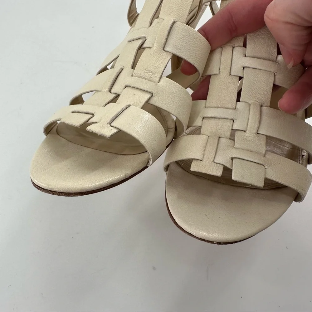 Via Spiga womens heels size 7.5 bone cream leather coastal granny